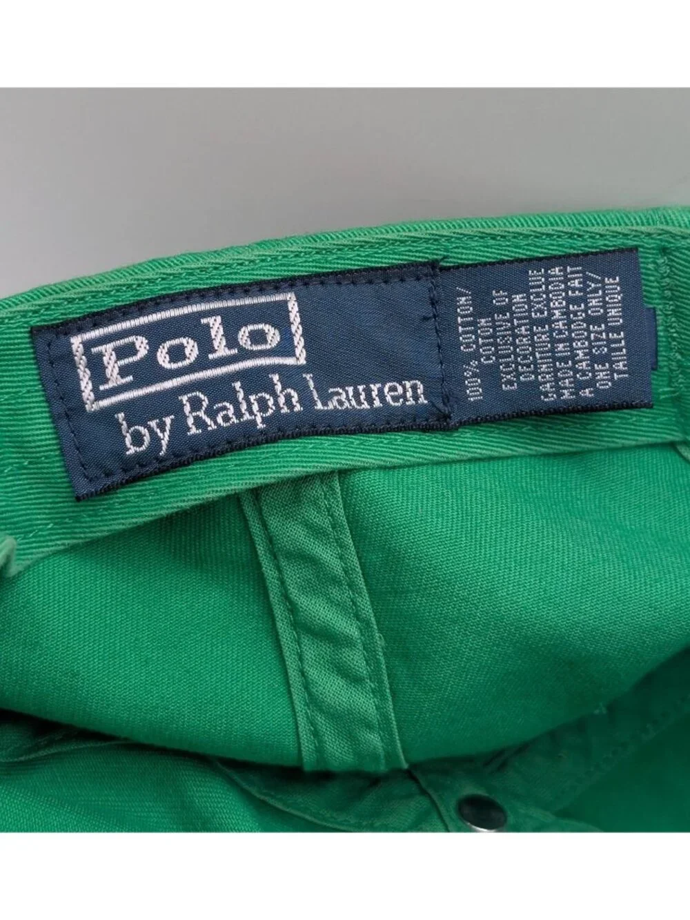 Vintage Polo Ralph Lauren Green Blue Pony Logo Leather Strap Back Hat Cap Y2K